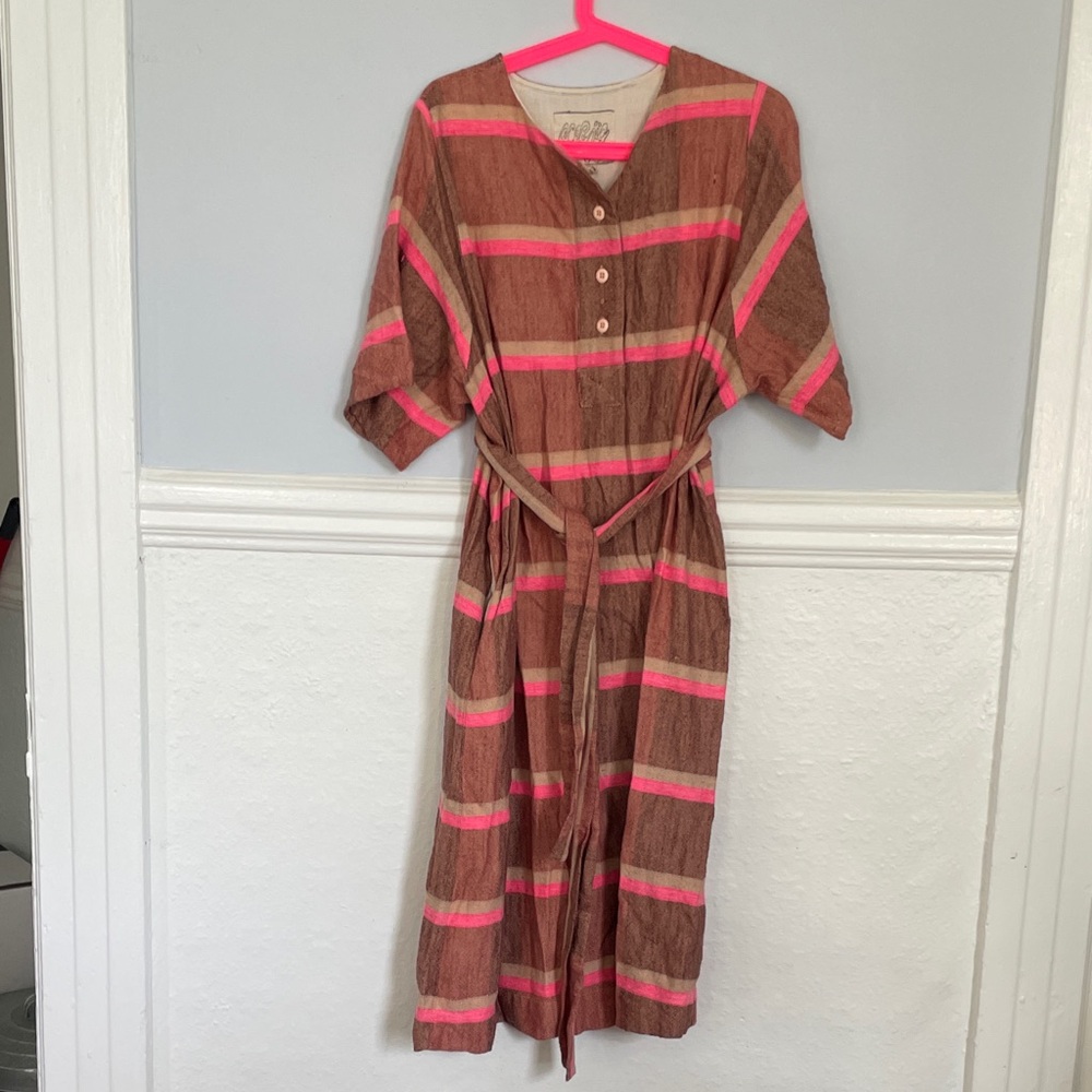 Ace & Jig Arena Dress in Beau - Brown and Pink Striped Long Sleeve Dress